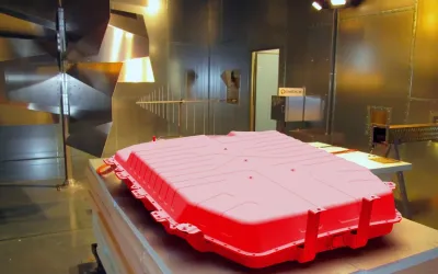 Illustration d'un essais CEM en CRBM sur une batterie masquée par une maquette 3D