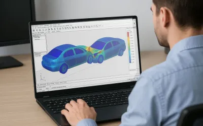 Ingénieur réalisant une simulation de crash