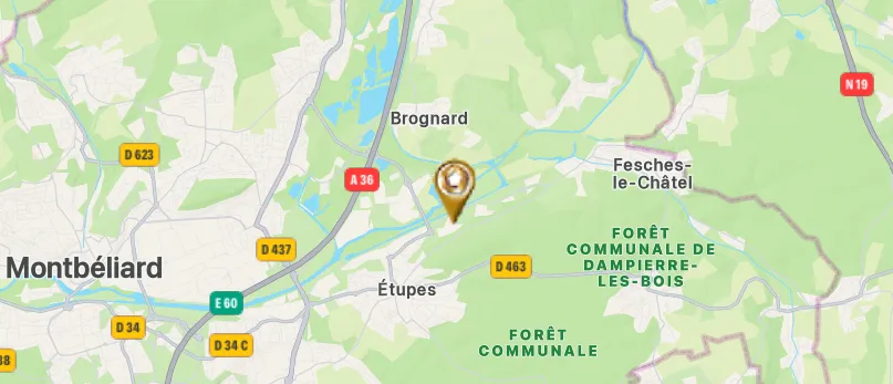 Localisation centre d'Etupes